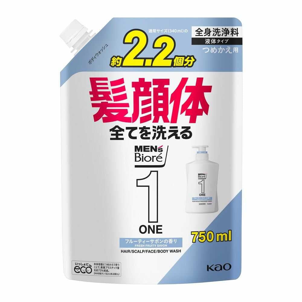 Kao Men's Biore ONE All-in-One Body Wash Fruity Soap Scent Refill 750ml