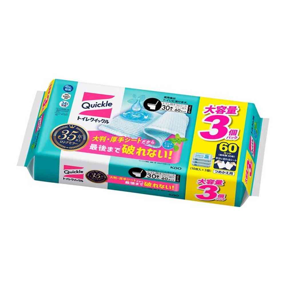 Kao Toilet Quickle Mint Scent Refill Super Jumbo Pack 30 Sheets