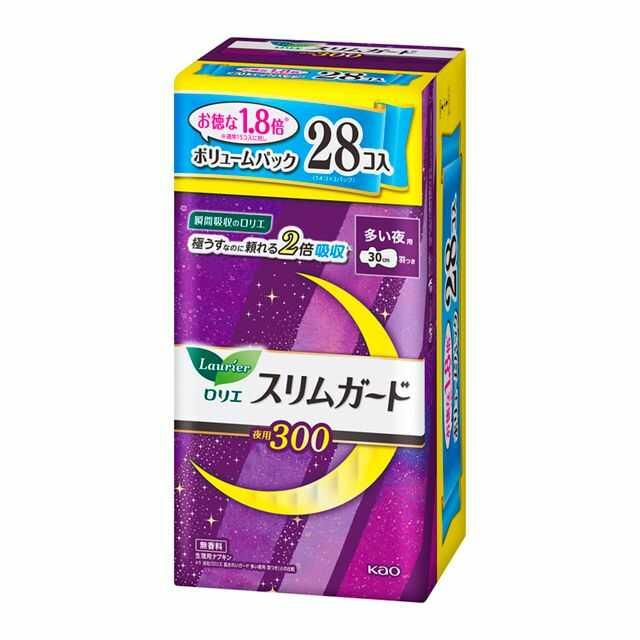 Kao Laurier Slim Guard 300 Heavy Night 30cm Winged 28 Pieces