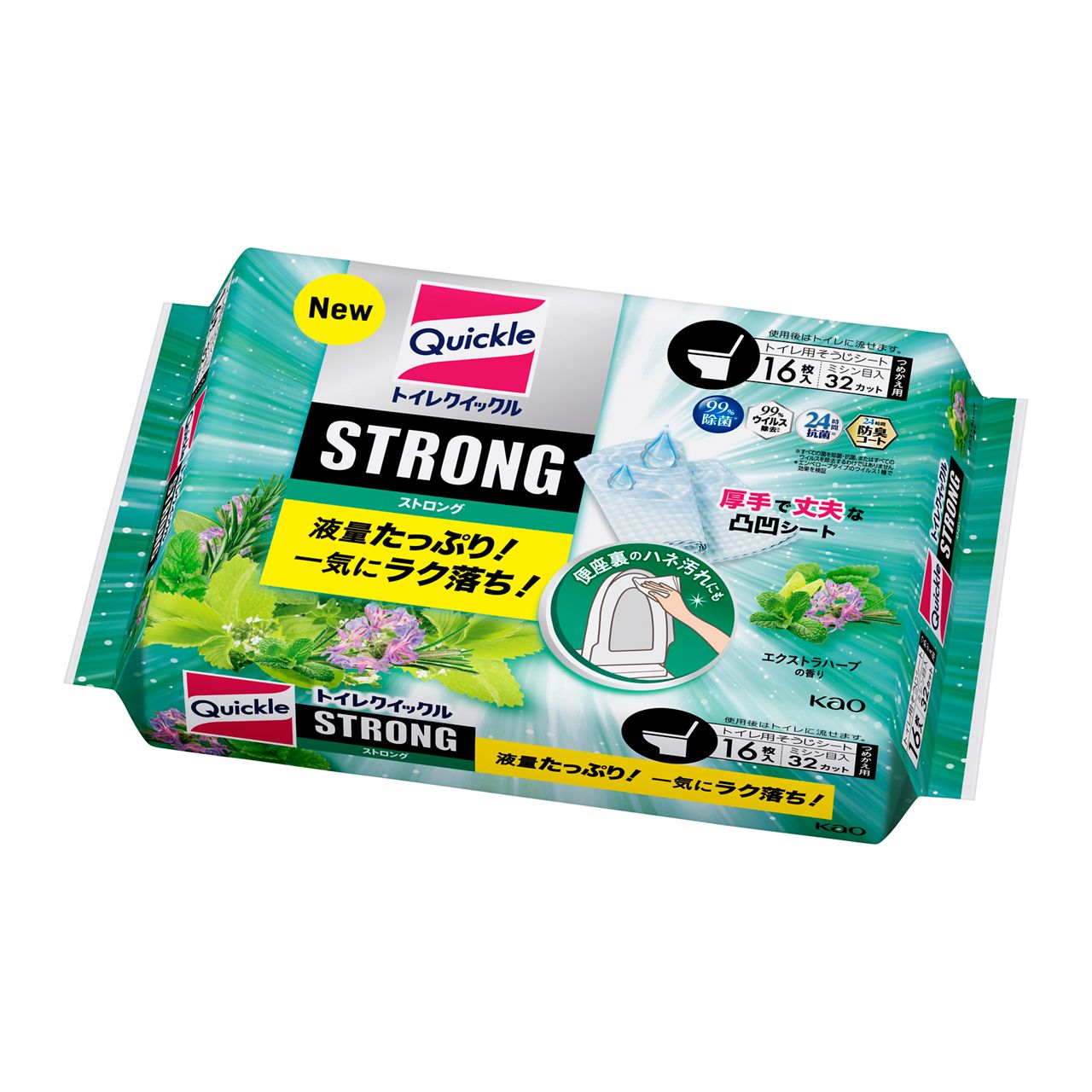Kao Toilet Quickle Strong Extra Herb Scent Refill 16 Sheets