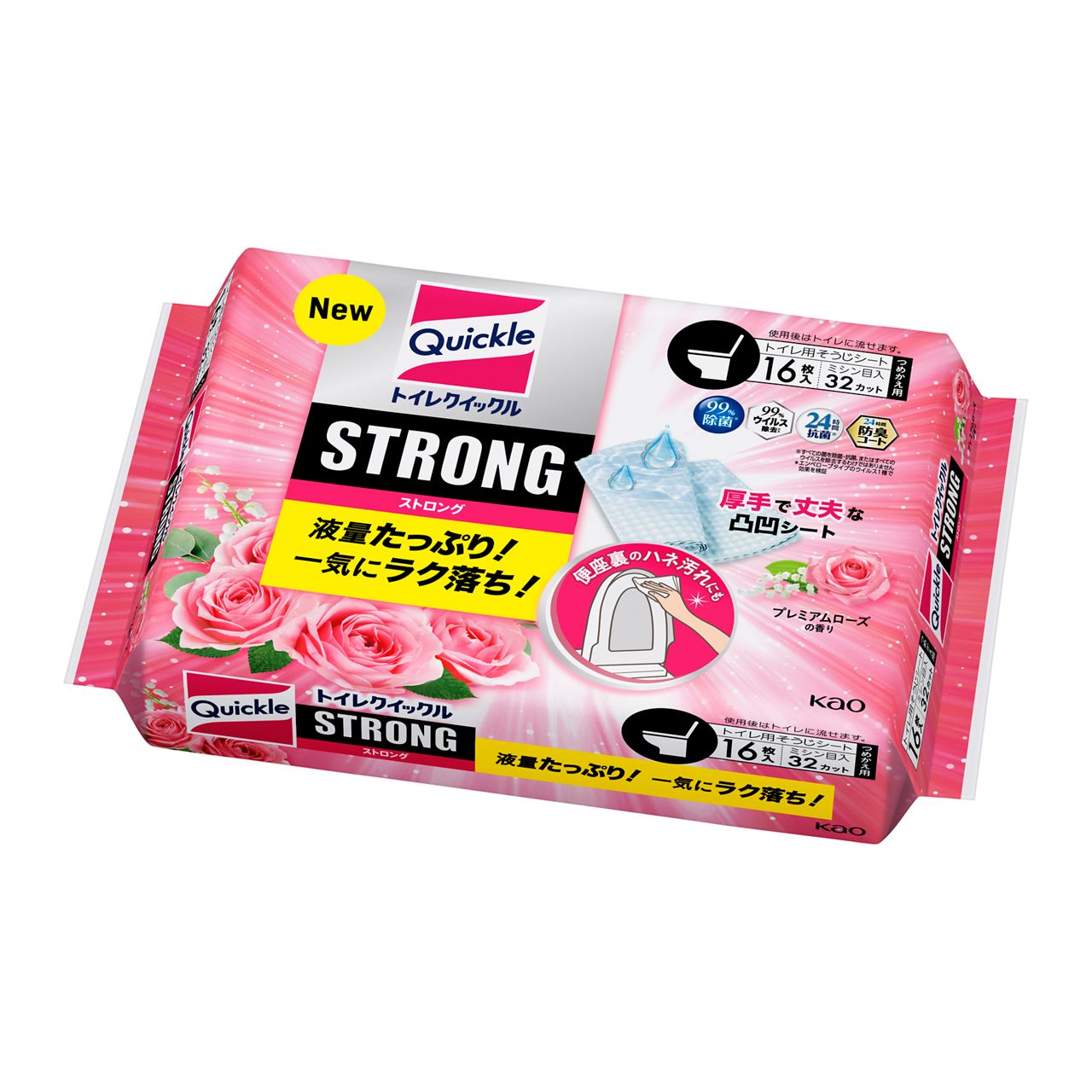 Kao Toilet Quickle Strong Premium Rose Scent Refill 16 Sheets