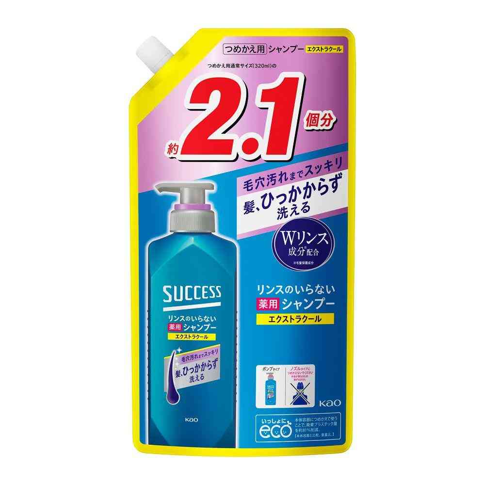 Kao Success Rinse-Free Shampoo Smooth Wash Extra Cool Refill 680ml