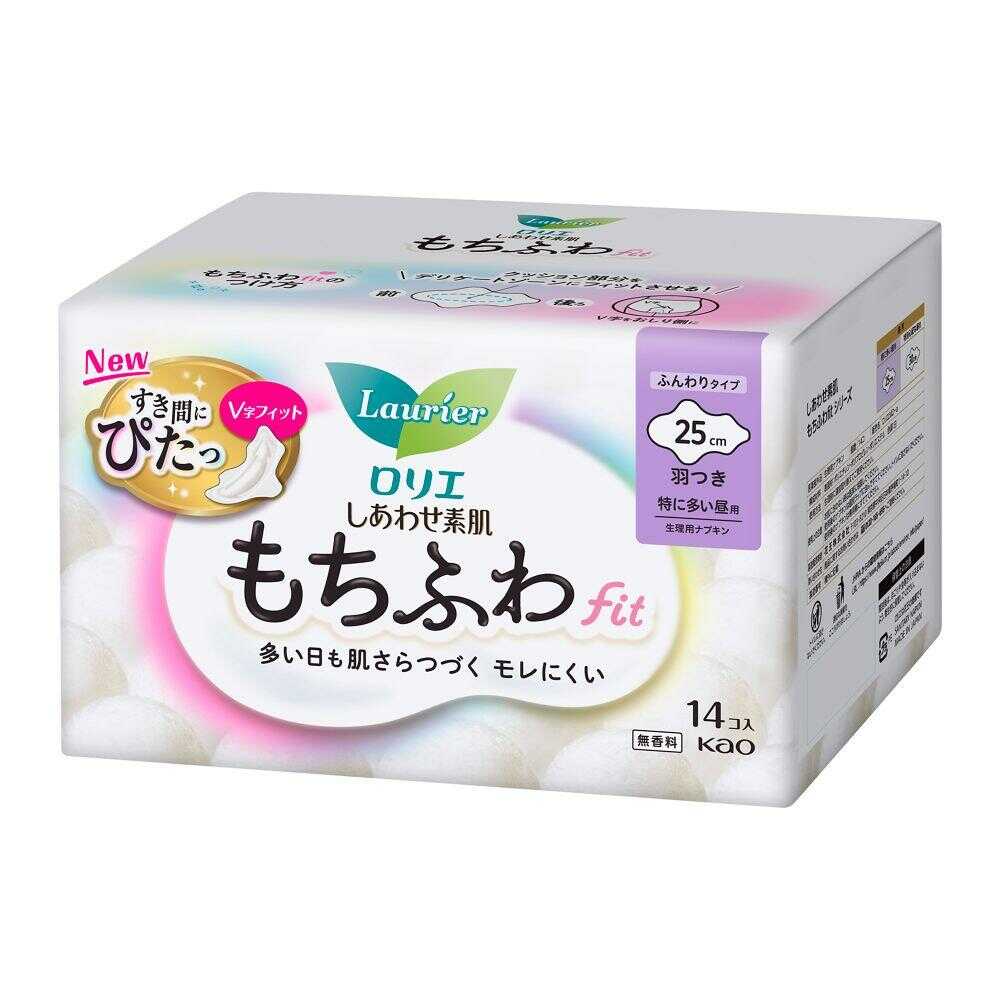 Kao Laurier Happy Skin Soft & Fluffy Fit Heavy Day Use with Wings 14 Pieces