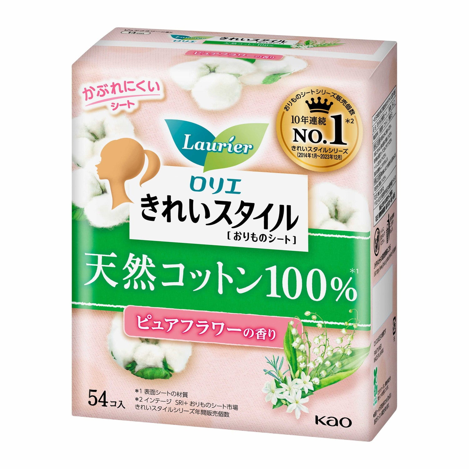 Kao Laurier Clean Style 100% Natural Cotton Pure Flower Scent 54 Pieces