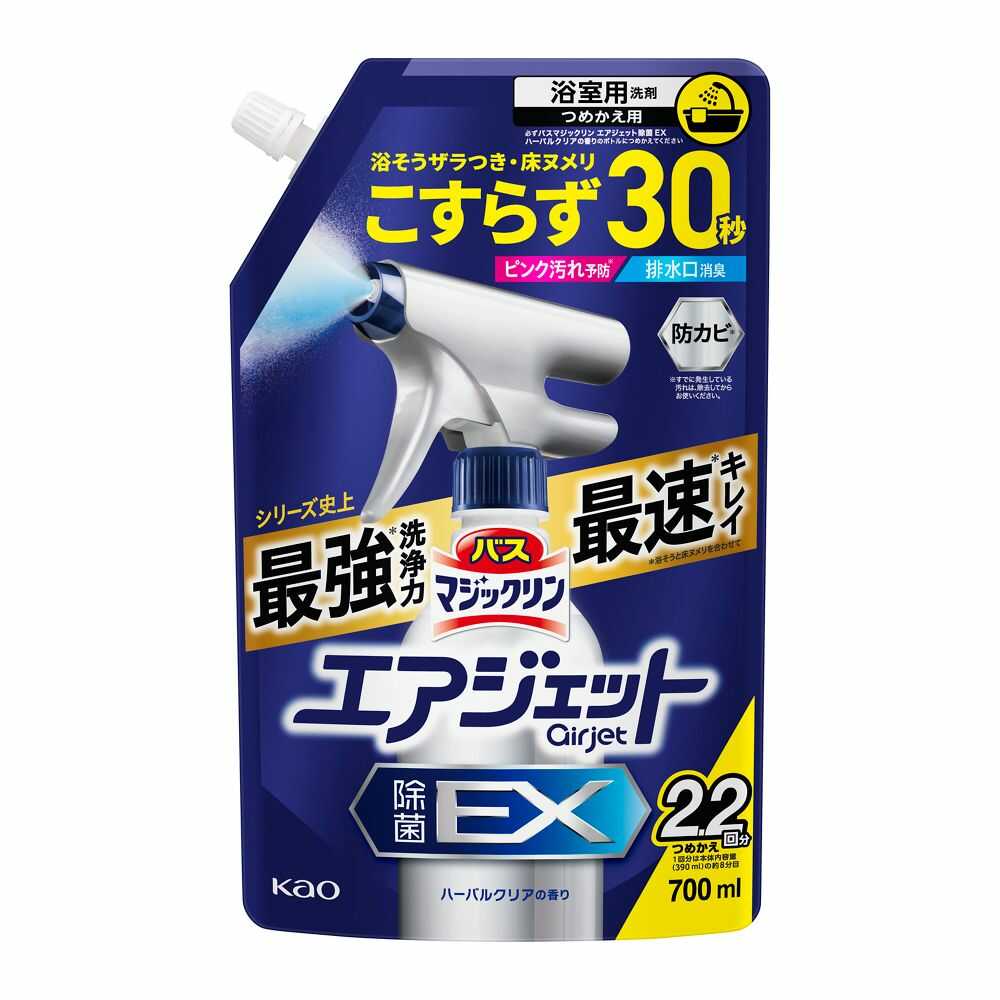 Kao Bath Magic Clean Air Jet Deodorizing EX, Herbal Clear Scent, Refill, 700ml