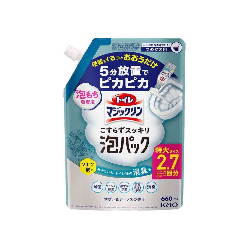 Kao Toilet Magic Clean No Scrub Foam Pack Soap & Citrus Scent Refill 660ml