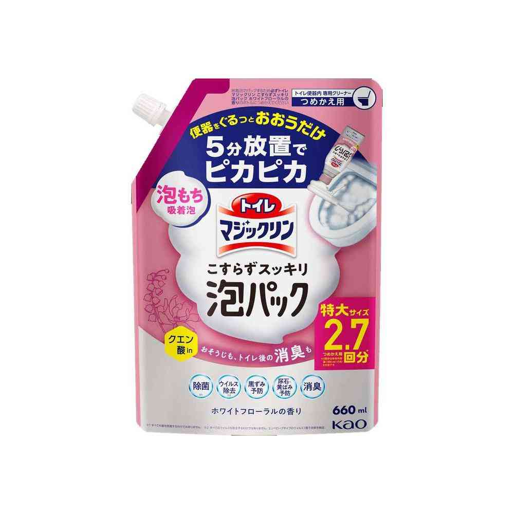 Kao Toilet Magic Clean No Scrub Foam Pack White Floral Scent Refill 660ml