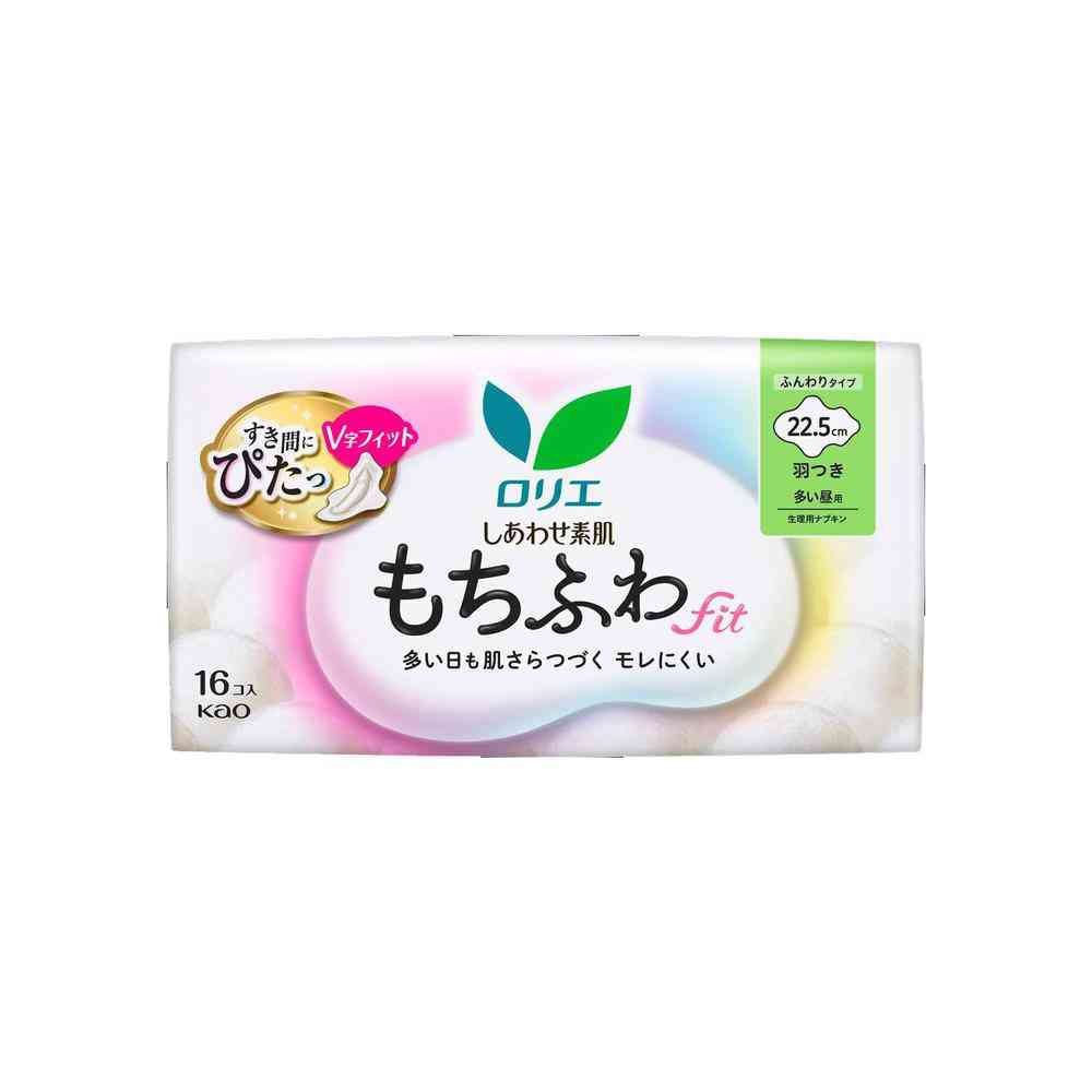 Kao Laurier Shiawase Suhada Mochi Fuwafit Day Use (22.5cm, Wings) (16 Pieces)