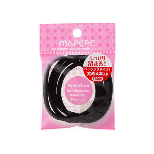 Shanti MaPePe Thick Hair Rubber Bands (4 pieces) Black