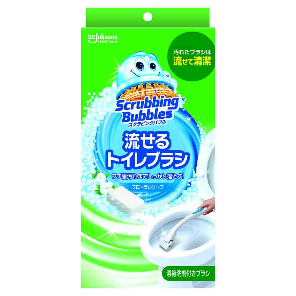 Johnson Scrubbing Bubbles Flushable Toilet Brush Floral Soap Set (Main + 4 Refills)