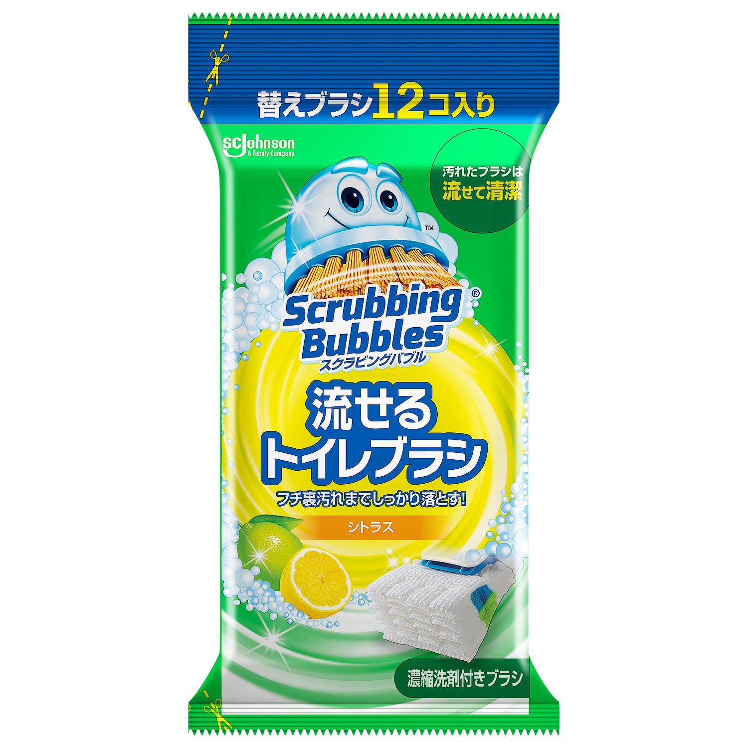 Scrubbing B Flushable Toilet Brush Citrus Refill 12 pcs