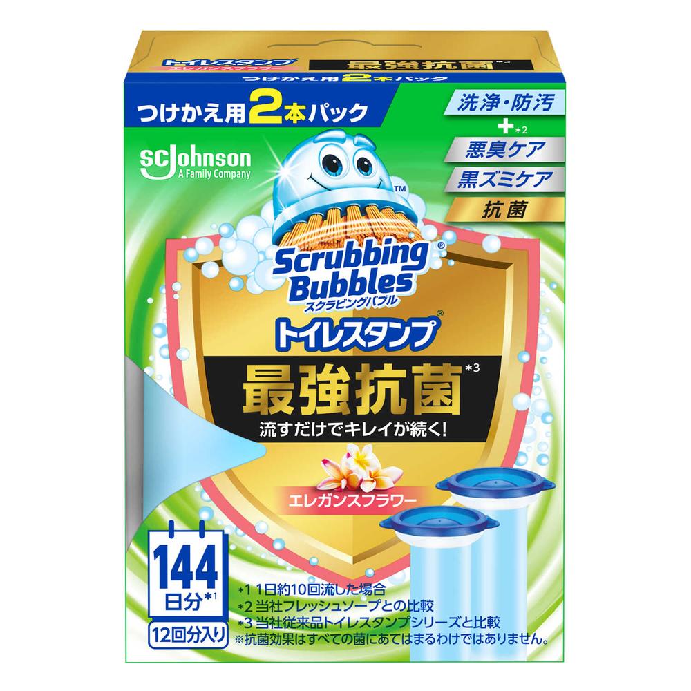 Johnson Scrubbing Bubbles Toilet Stamp Maximum Antibacterial Elegance Flower Refill 12 Uses (38g x 2)