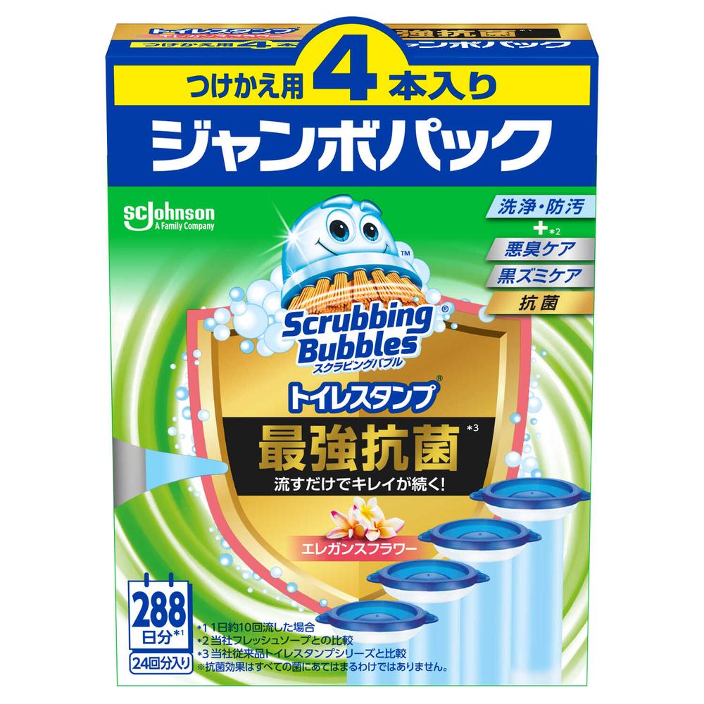 Johnson Scrubbing Bubbles Toilet Stamp Maximum Antibacterial Elegance Flower Refill 24 Uses (38g x 4)