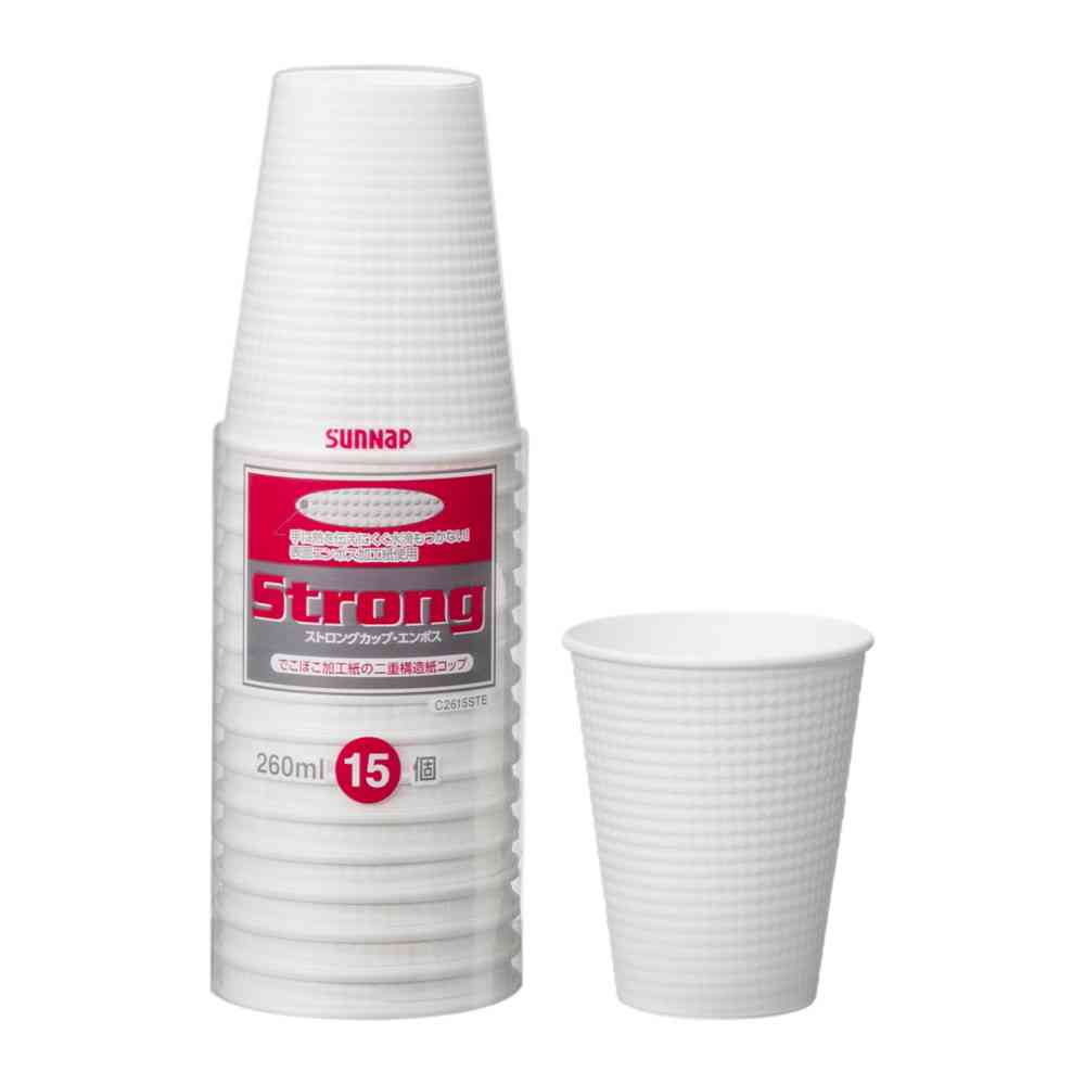 Sunnap C2615STE Strong Cup Embossed 260ml 15 Pieces
