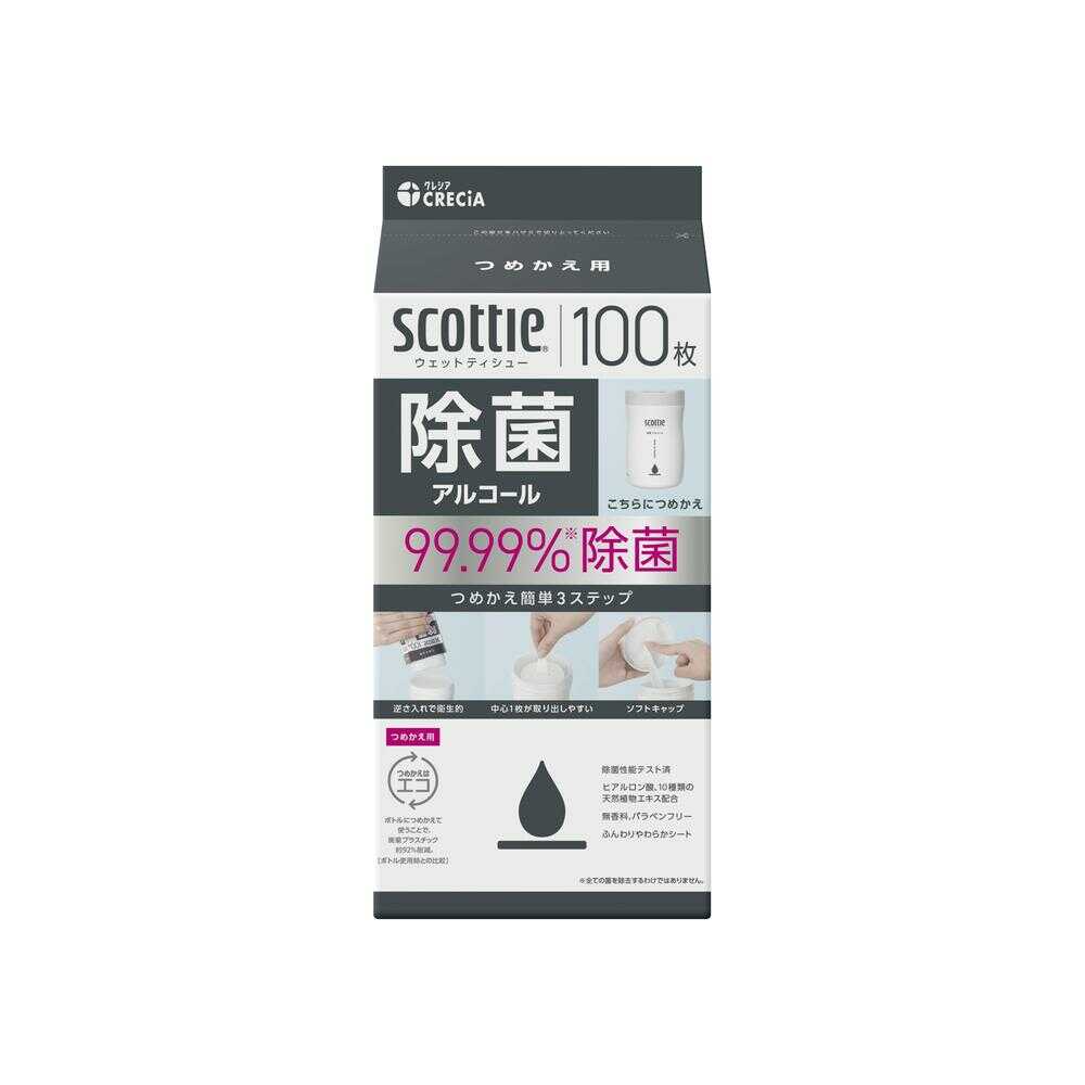 Krecia Scottie Wet Tissue Alcohol Disinfectant Refill 100 Sheets
