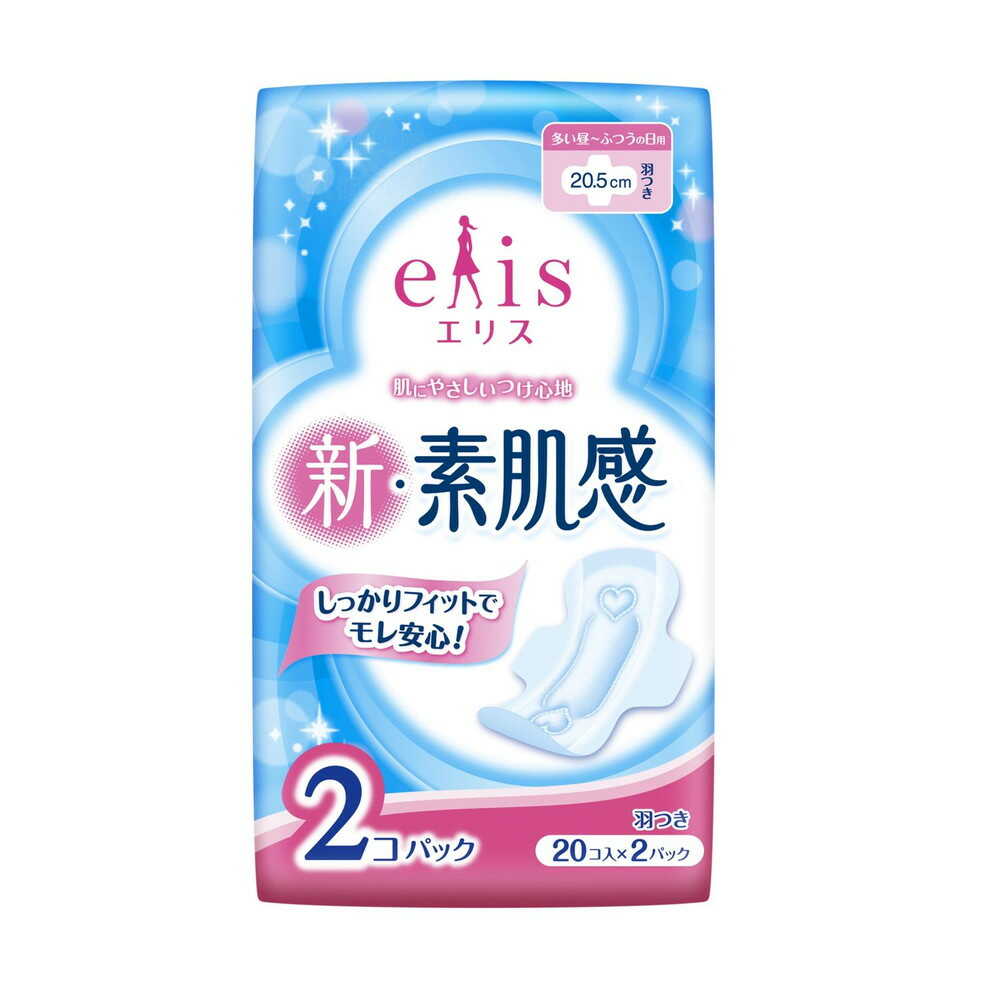 Daio Paper Elis New Skin Feel Extra Heavy Day Use with Wings, 20 Pieces x 2 Packs