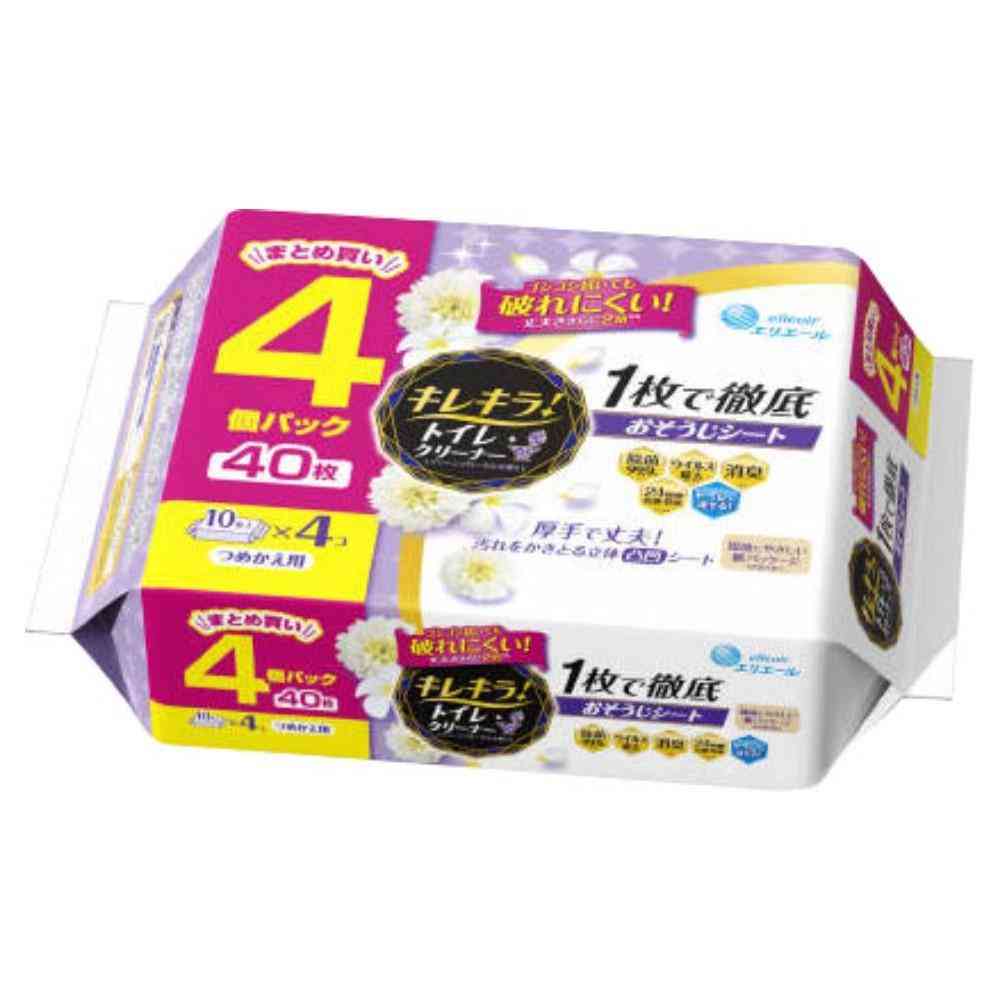 Daio Paper KireKira! Toilet Cleaner Clean Floral Scent 10 Sheets x 4 Packs