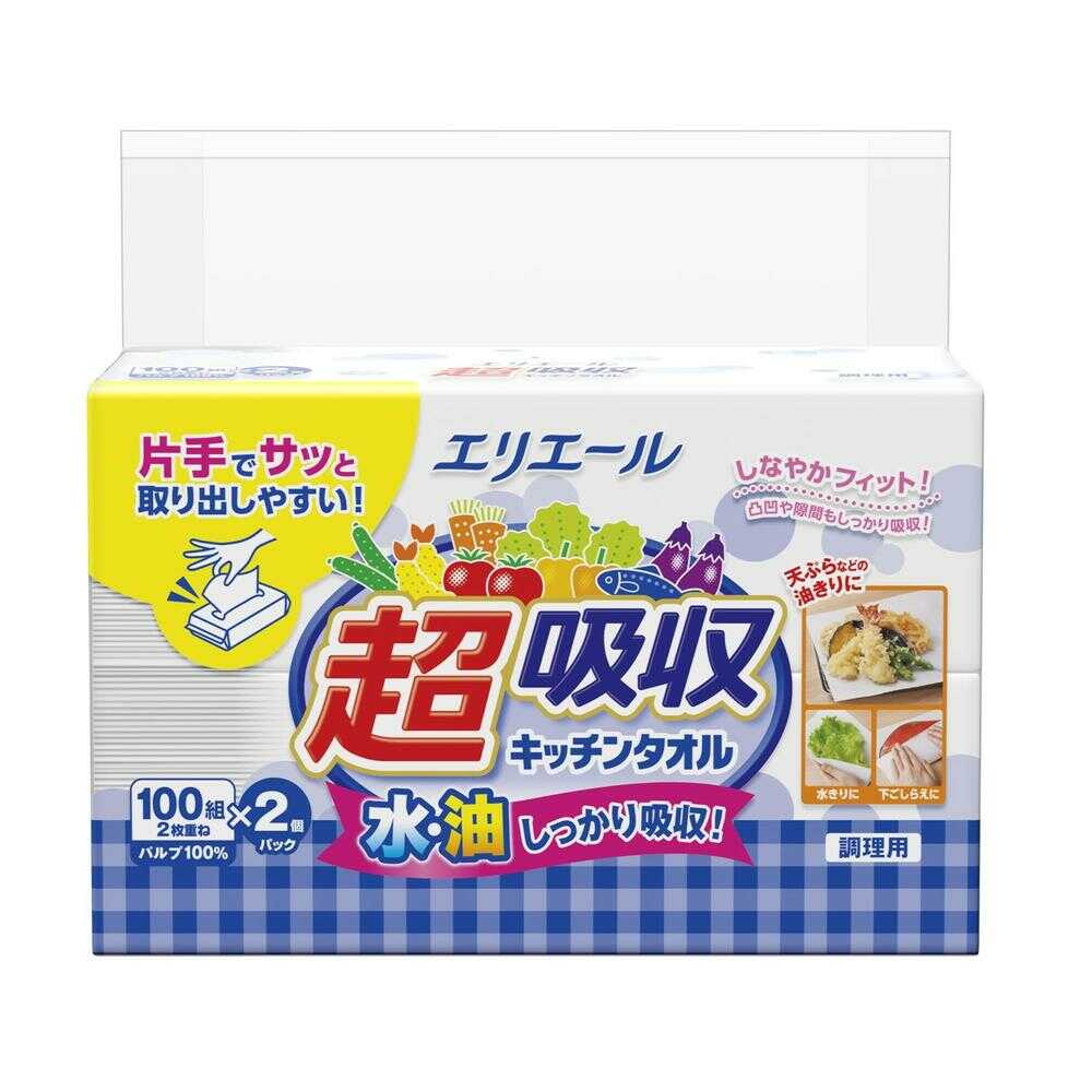 Daio Paper Elleair Super Absorbent Kitchen Towel Sheet Type 100 Sheets x 2
