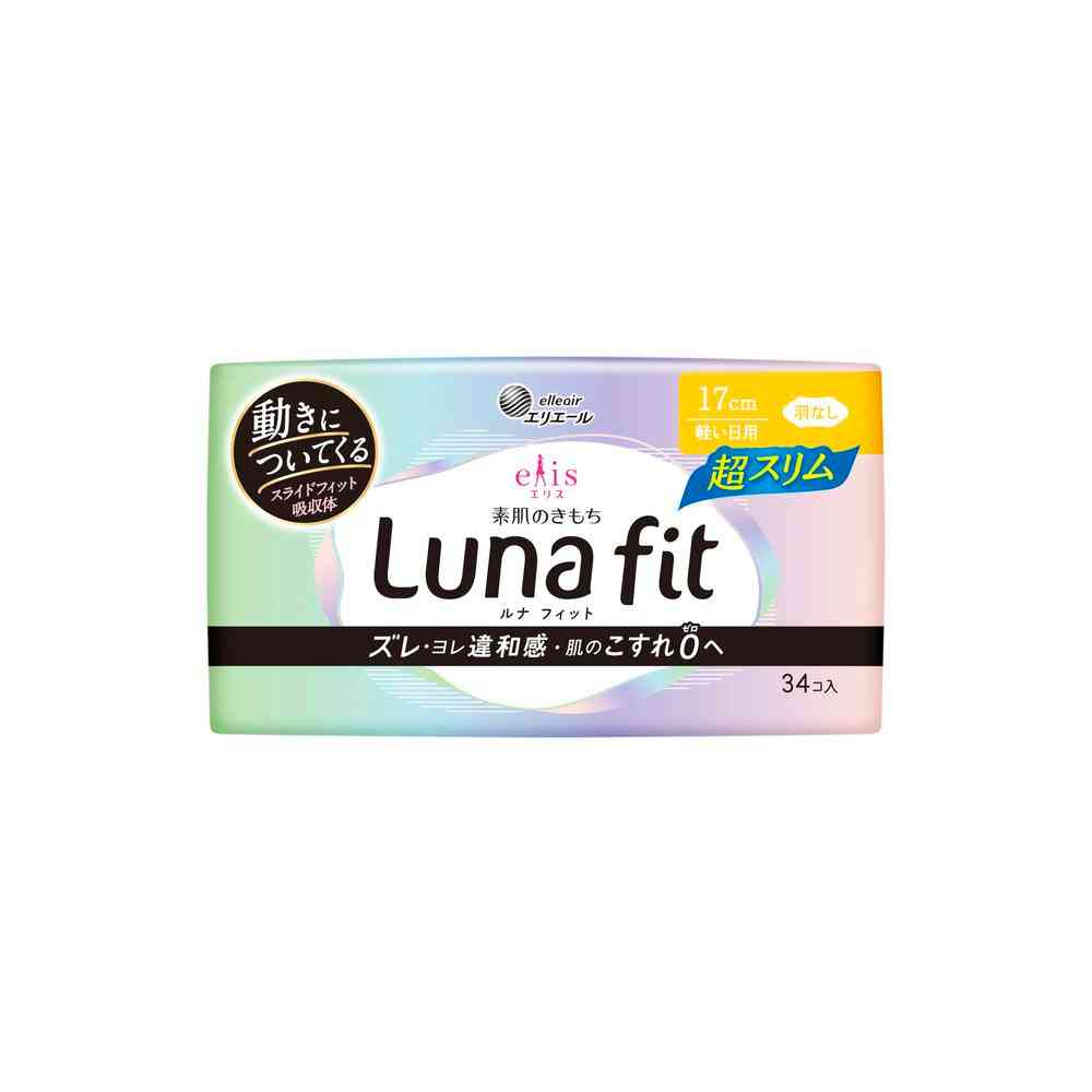 Daio Paper Elis Skin Feel Luna Fit Ultra Slim Light Day Use 17cm Wingless 34 Pieces