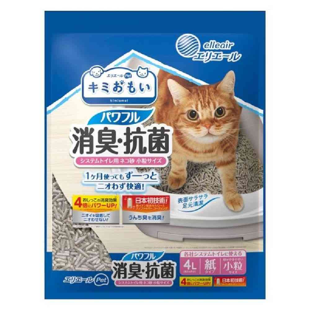 Daio Paper Kimiomoi Powerful Deodorizing & Antibacterial Cat Litter for System Toilets Small Granules 4L
