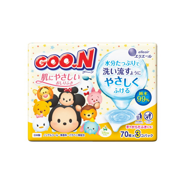 Daio Paper Goon Gentle Baby Wipes Refill 70 Sheets x 3 Pack