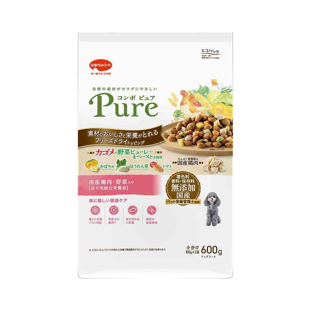 Nihon Pet Food Combo Pure Dog Domestic Chicken and Vegetables 600g (300g x 2)