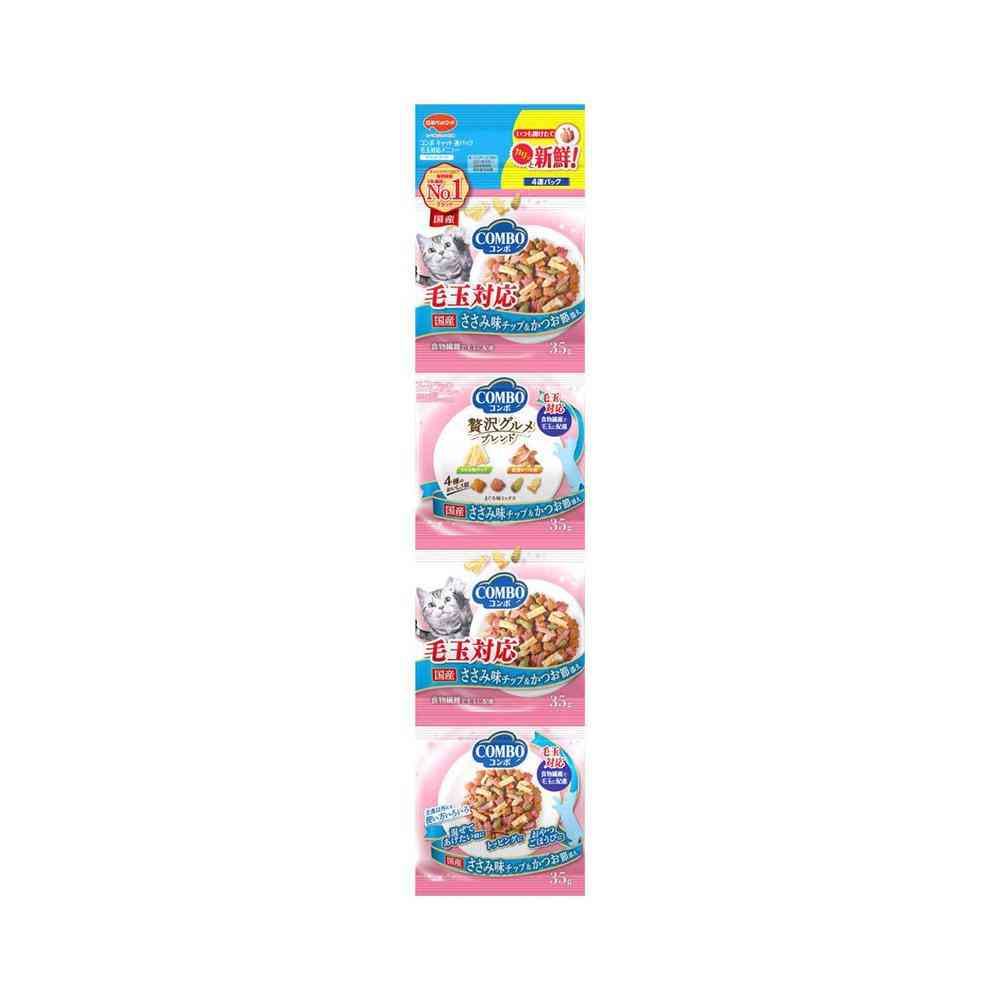 Nihon Pet Food Combo Cat Multipack - Hairball Control Chicken Chips & Bonito Flakes 140g (35gx4)