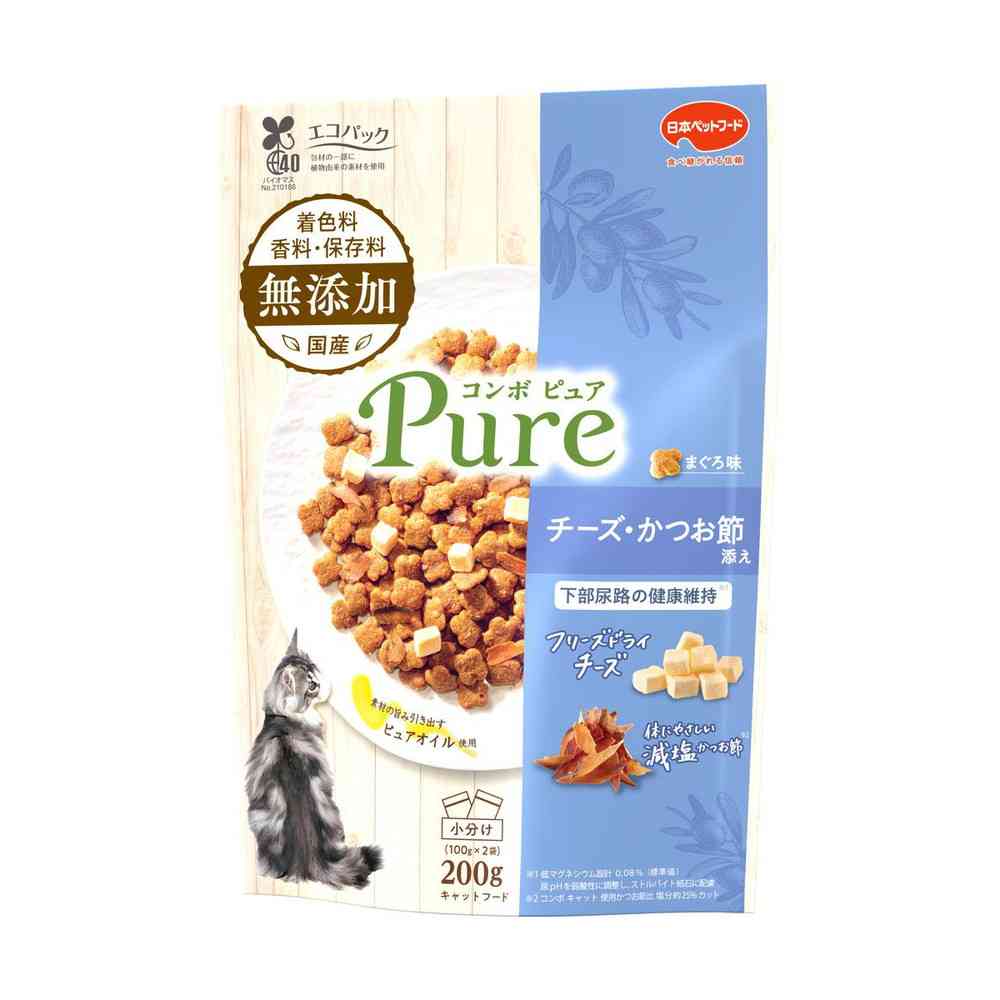 Nihon Pet Food Combo Pure Cat Tuna Flavor with Cheese & Bonito Flakes 100g x 2 Bags