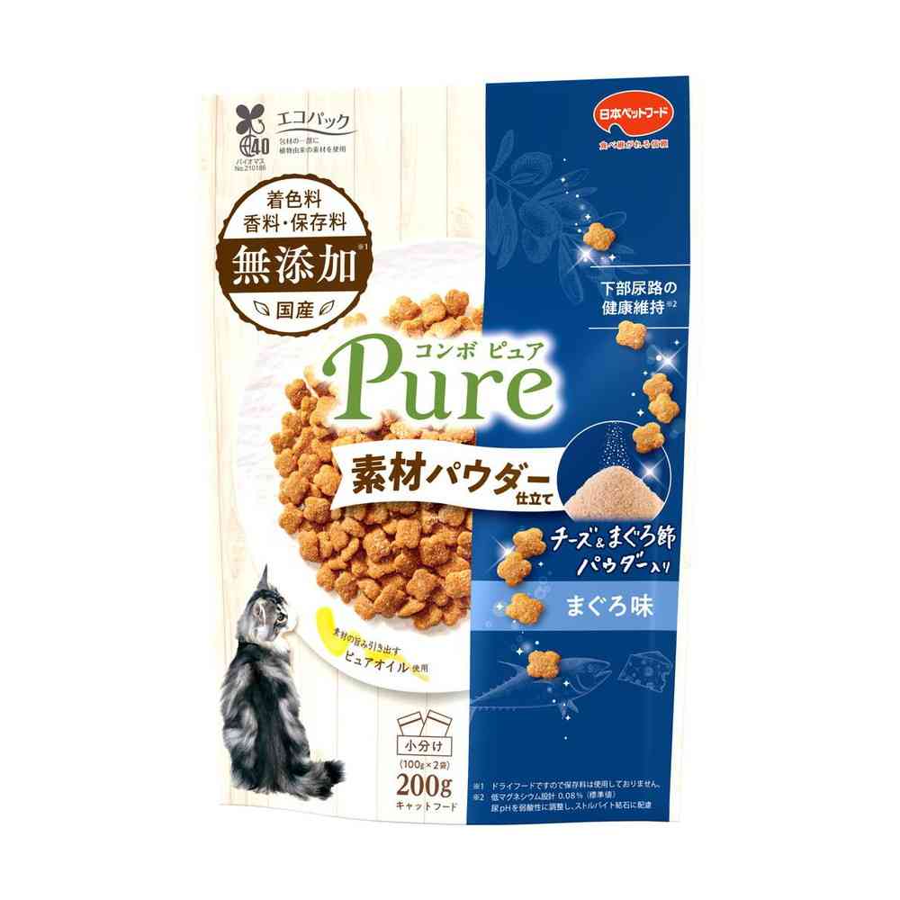 Nippon Pet Food Combo Pure Cat Tuna Flavor with Cheese & Tuna Flake Powder 200g