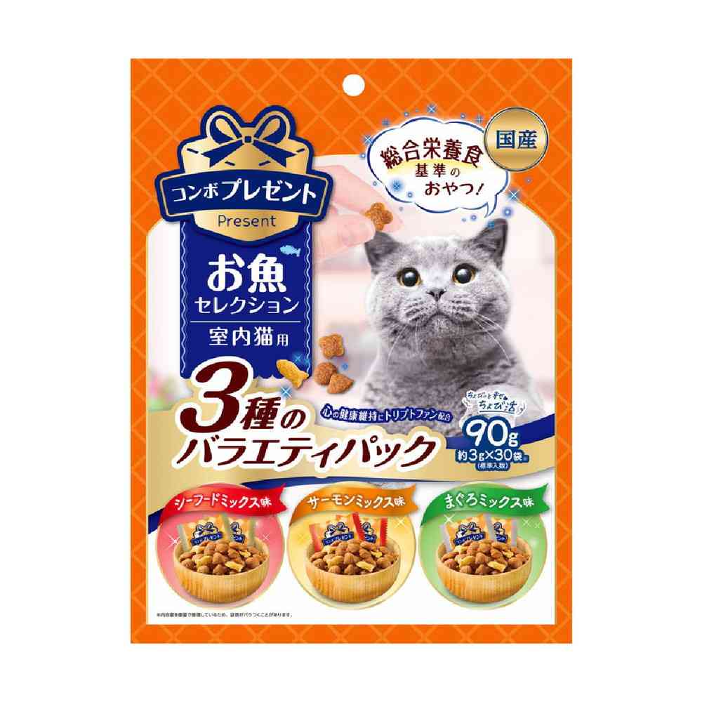 Nippon Pet Food Combo Present Cat Treats Fish Selection Variety Pack 90g (3g x 30 Bags)
