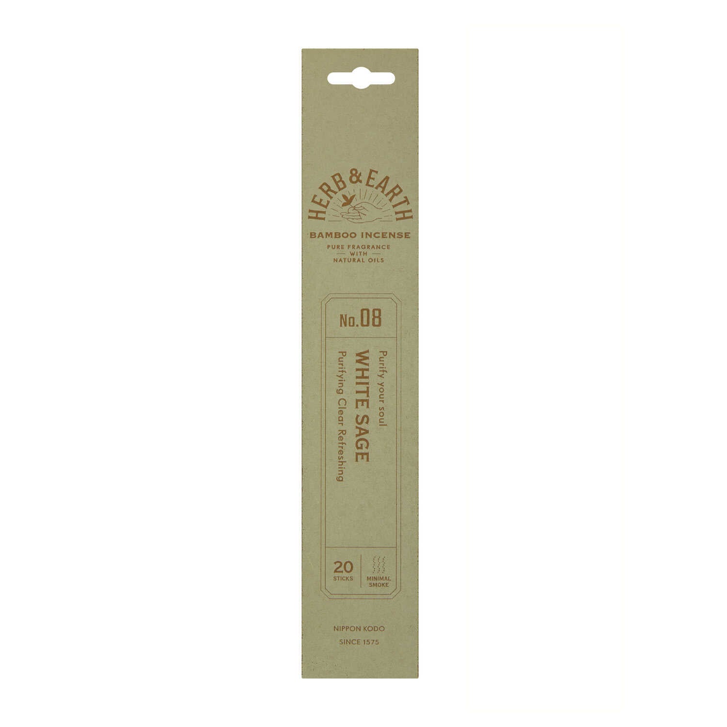Nihon Kodo H&E Bamboo Incense 08 White Sage 20 Sticks
