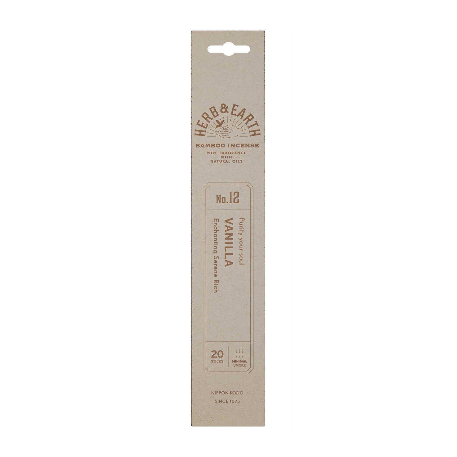 Nihon Kodo H&E Bamboo Incense 12 Vanilla 20 Sticks