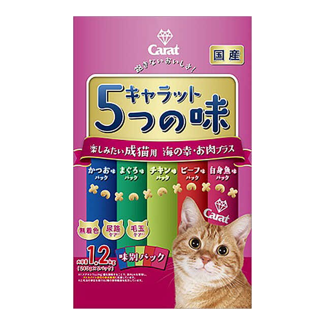 Carat 5 Flavor Adult Cat Pack - Seafood & Meat Plus (240g x 5 Bags)
