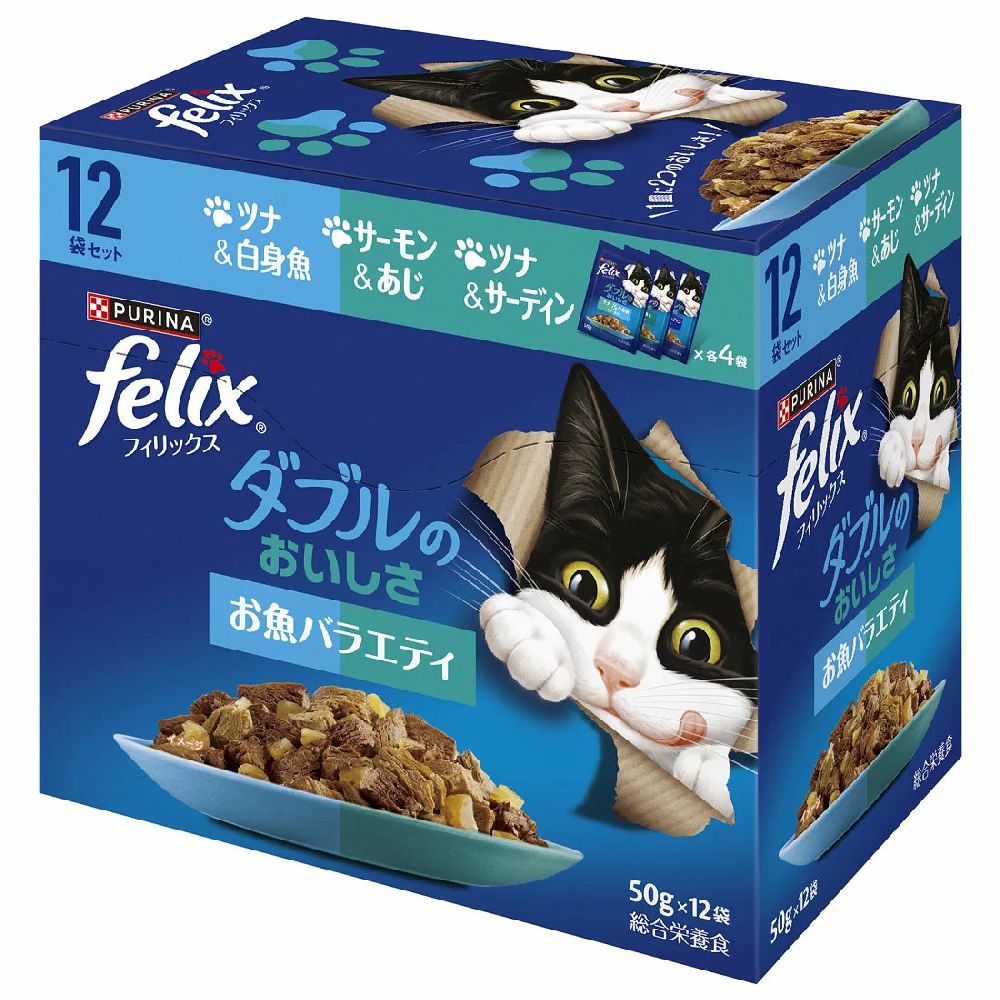 Purina Felix Pouch 12P Double Delicious Fish Variety 600g