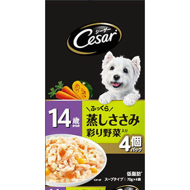 CPM12 Caesar Fluffy Steamed Chicken Breast for Dogs 14 Years and Older with Colorful Vegetables 70g x 4 Bags