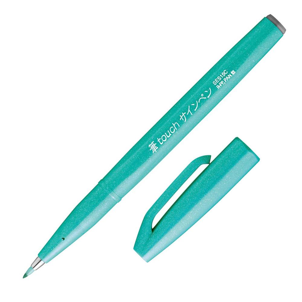 Pentel Color Brush Pen Brush Touch Sign Pen Emerald Green SES15C-D4