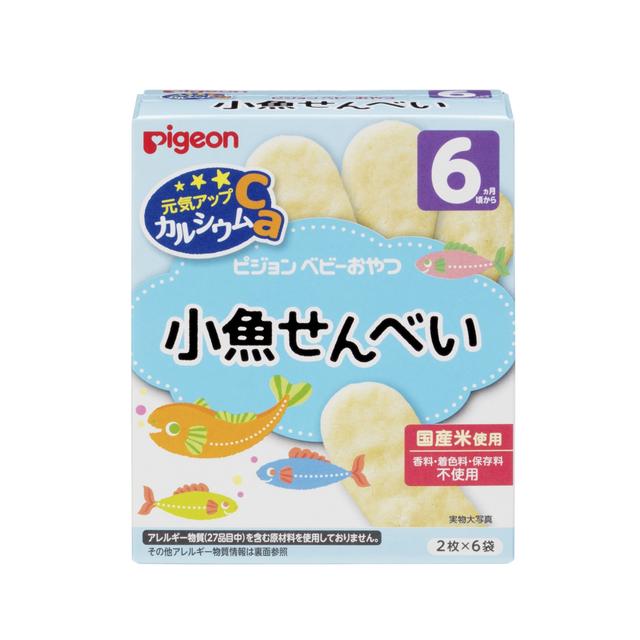 Pigeon Calcium Snack for Babies with Small Fish Crackers 2 Pieces x 6 Bags