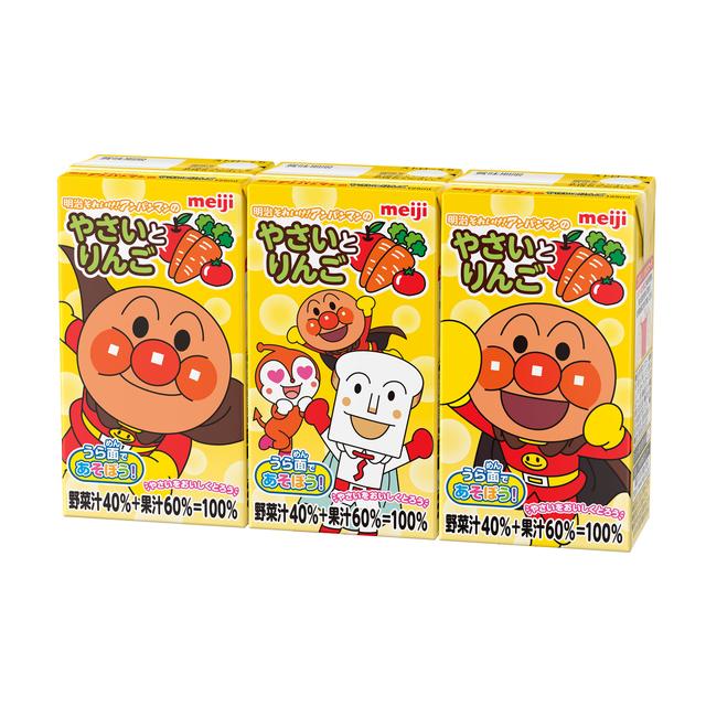 Meiji Let's Go! Anpanman Vegetable and Apple Juice 125ml x 3 Pack