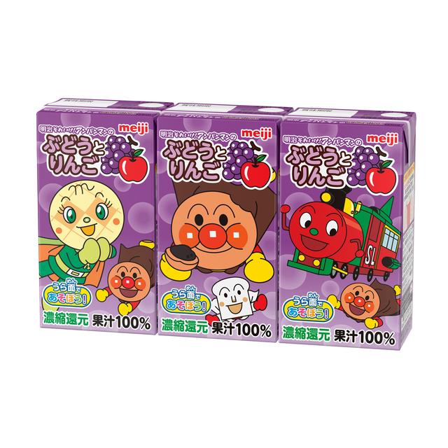 Meiji Anpanman Grape and Apple 125ml x 3 Pack