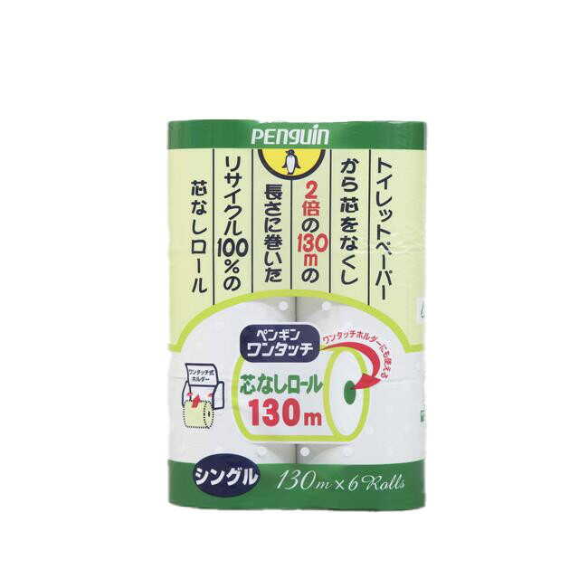 Marutomi Paper Penguin One-Touch Coreless Roll 130M Single 6 Rolls