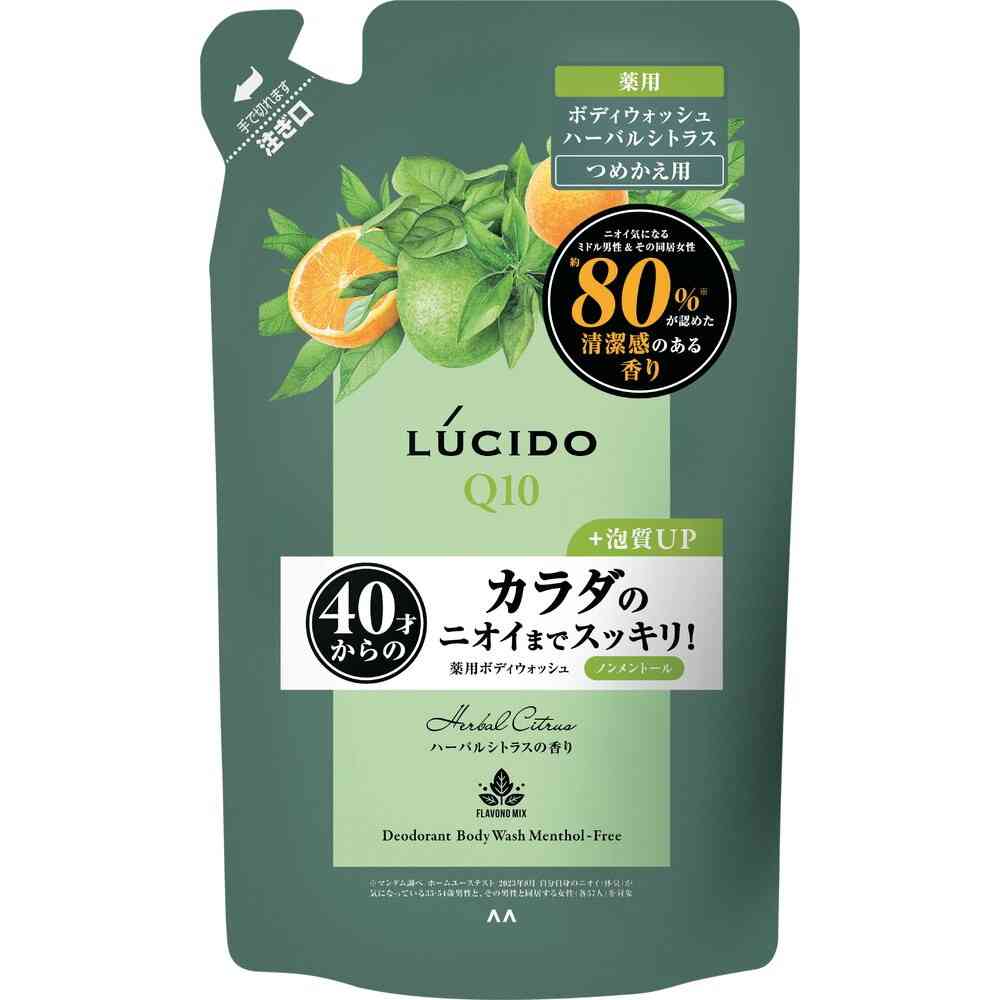 Lucido Medicinal Deodorant Body Wash Non-Menthol Herbal Citrus Refill 380ml