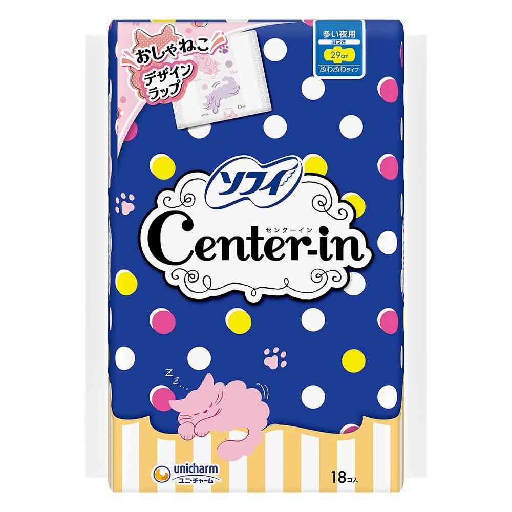 Uni-Charm Center-In Fluffy Type Night Use for Heavy Flow 18 Pieces