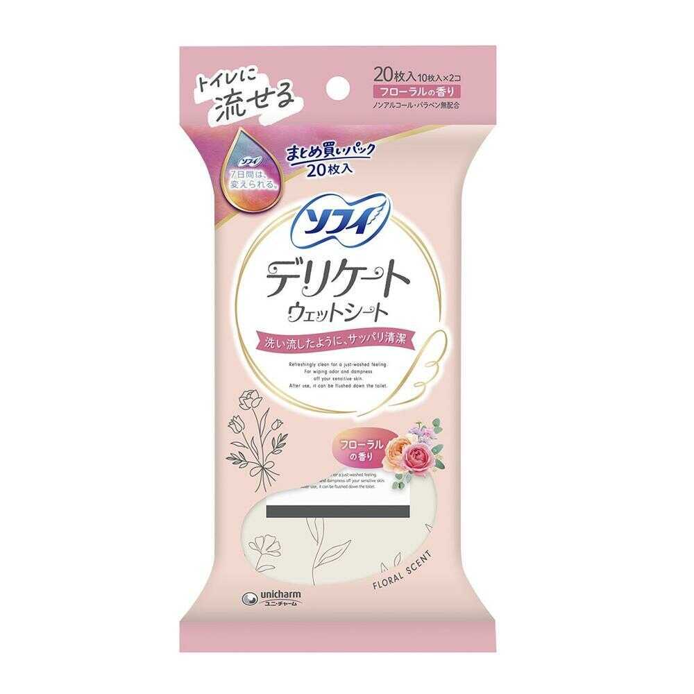 Uni-Charm Sofy Delicate Wet Wipes Floral Scent 10 Sheets x 2