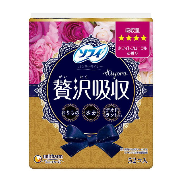 Unicharm Sofy Kiyora Luxurious Absorption Panty Liner White Floral Scent
