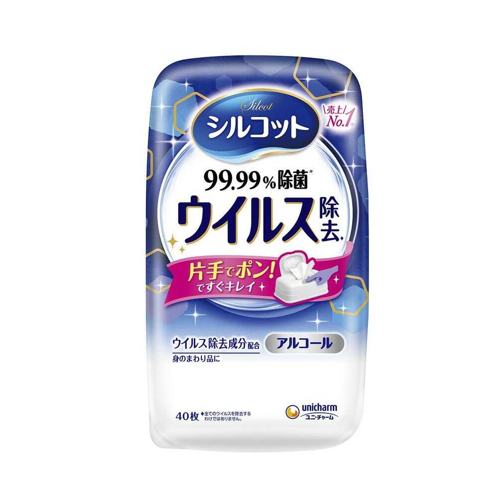 Uni-Charm Silcot Noroclear Wet Disinfecting Alcohol Type Main Body 40 Sheets