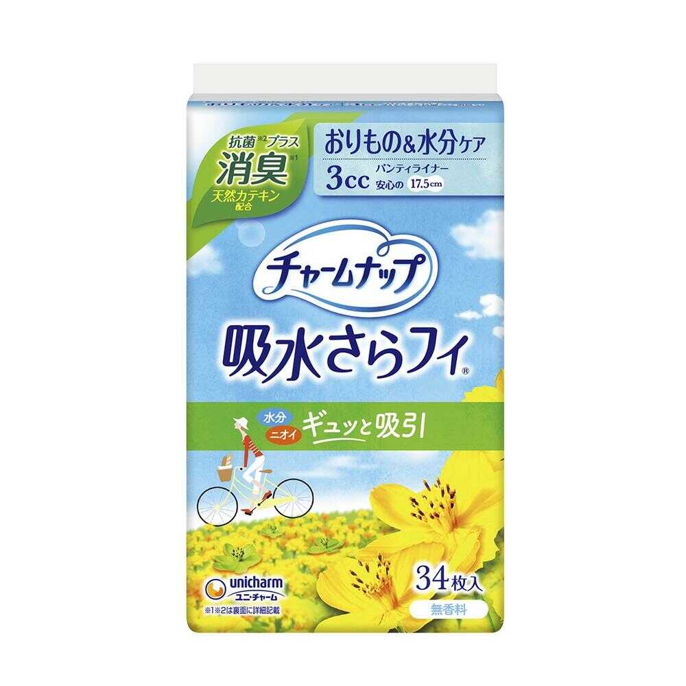 Charm Nap Absorbent Saranfi Panty Liner Deodorizing (3cc) Unscented 34 Sheets