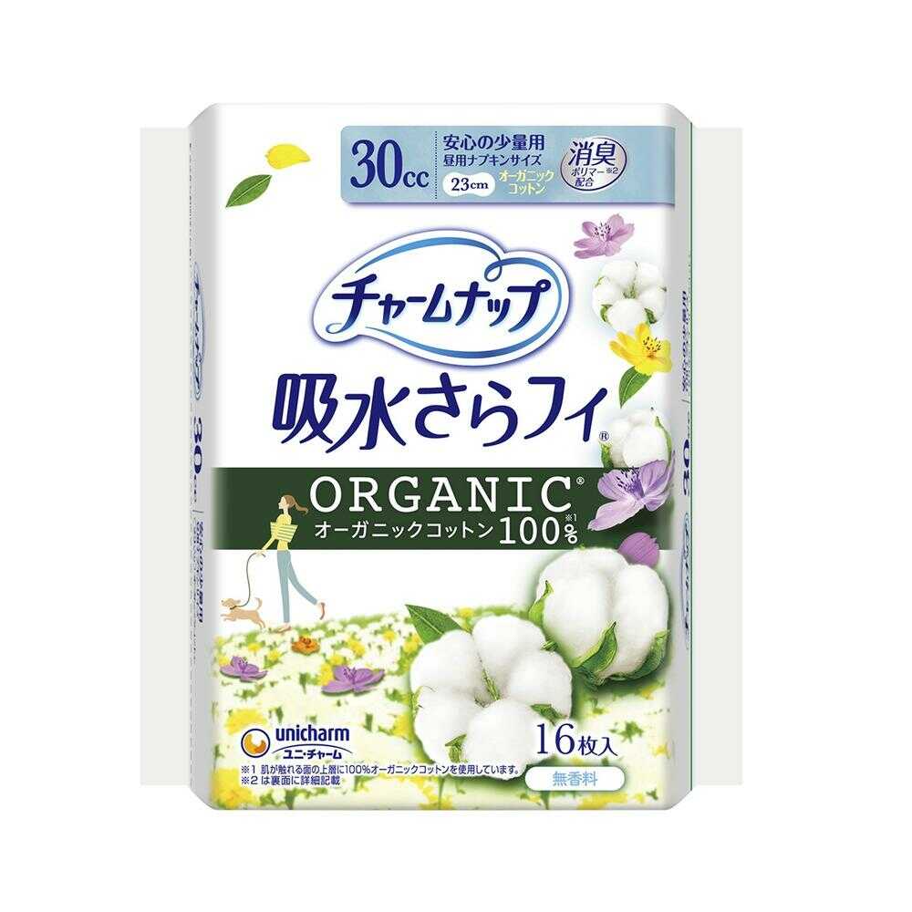 Unicharm Charm Nap Organic Cotton Unscented Light Use 16 Sheets (30cc)