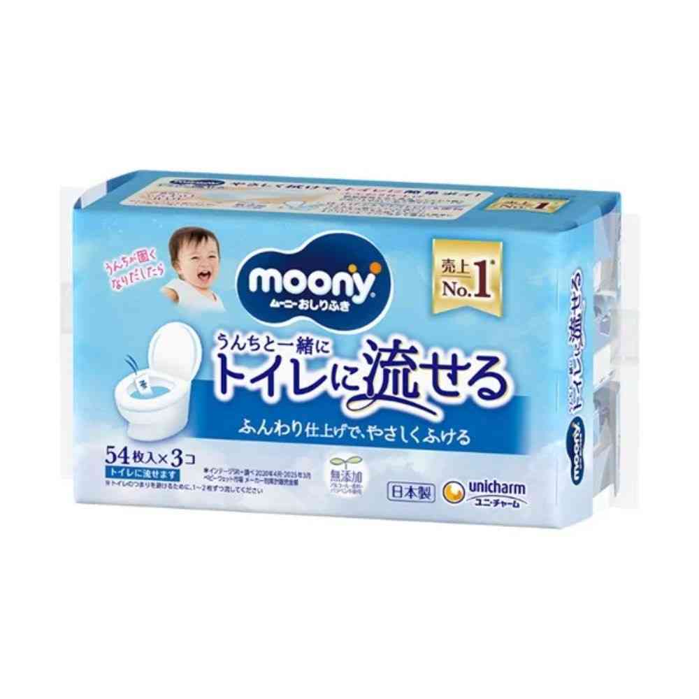 Moony Flushable Wet Wipes Refill 54 Pieces x 3