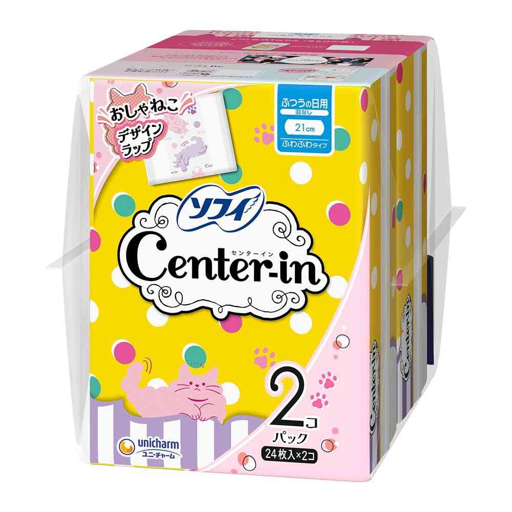 Uni-Charm Center-In Fluffy Type Normal Days without Wings 24 Pieces x 2