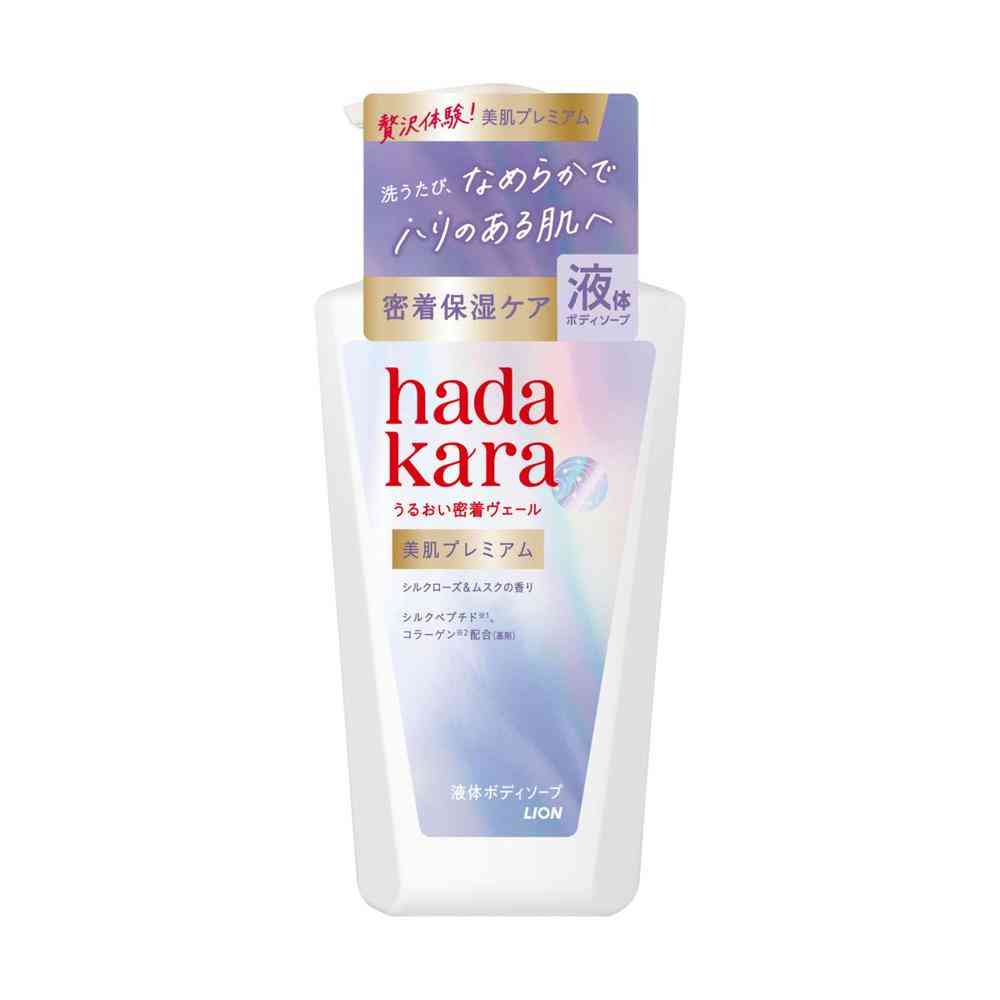 Lion hadakara Premium Moist Body Care Soap Liquid Type Silk Rose & Musk Scent 500ml